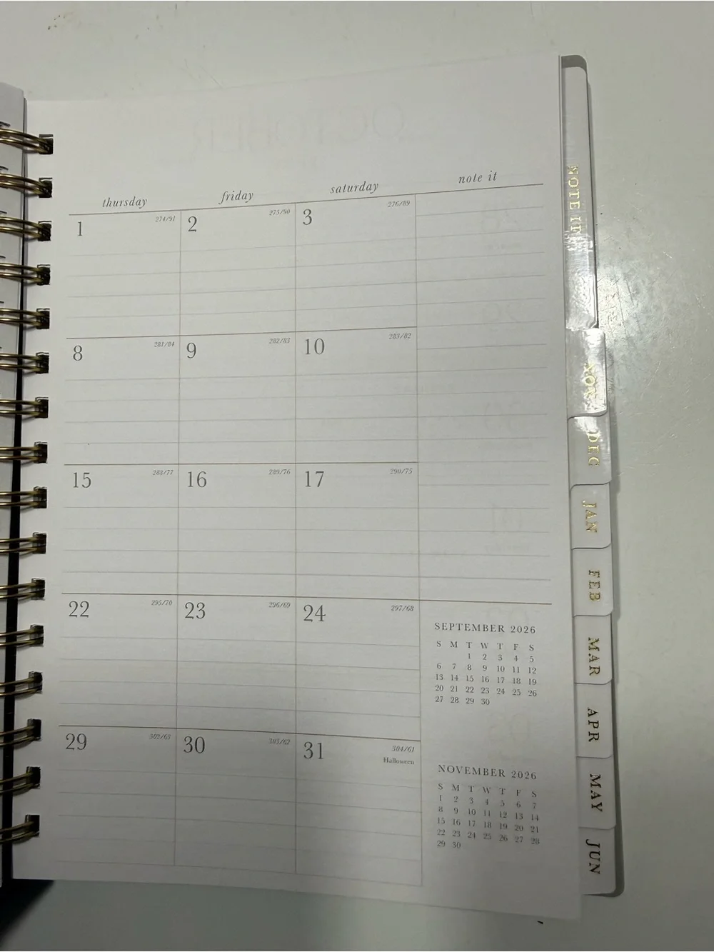 Blue Sky Mint Bow Spiral Planner with Gold Foil Accent